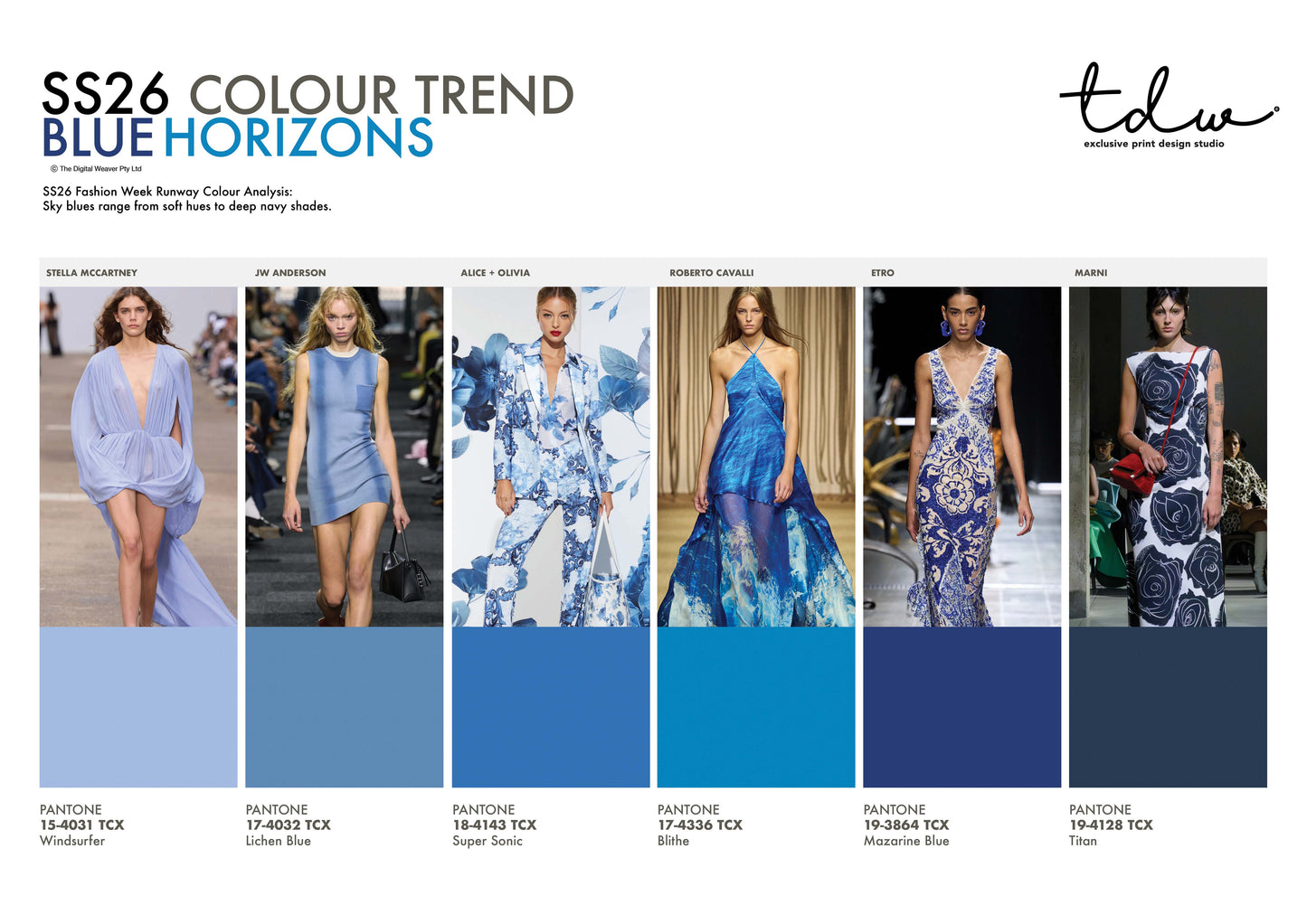 SS26 COLOUR TREND Blue Horizons A3 Trend Board Digital File