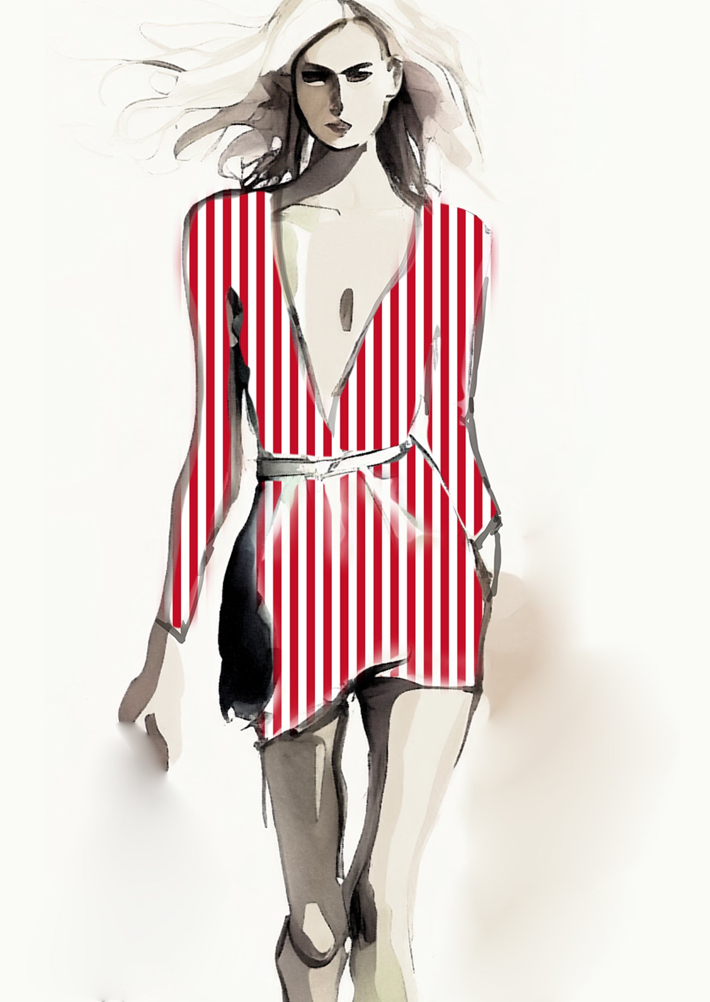 Stripe Vertical - 20mm - Ruby & White