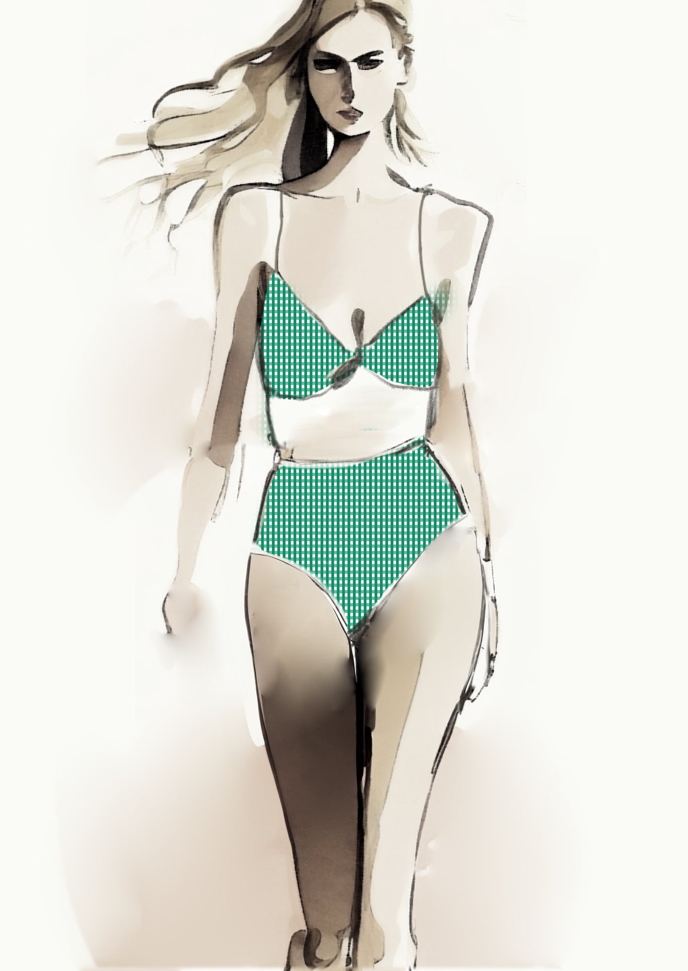 Gingham Check - 5mm - Fern & White