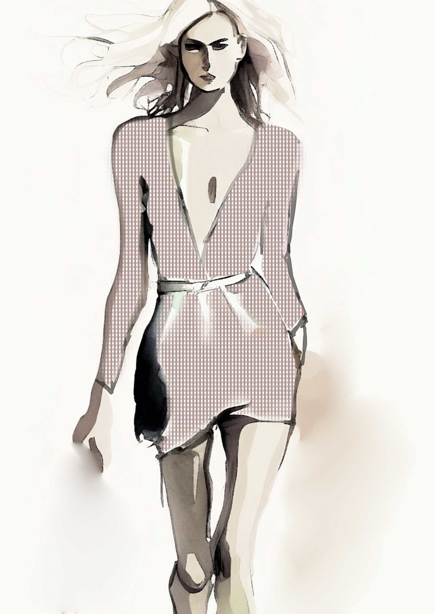Gingham Check - 5mm - Latte & White