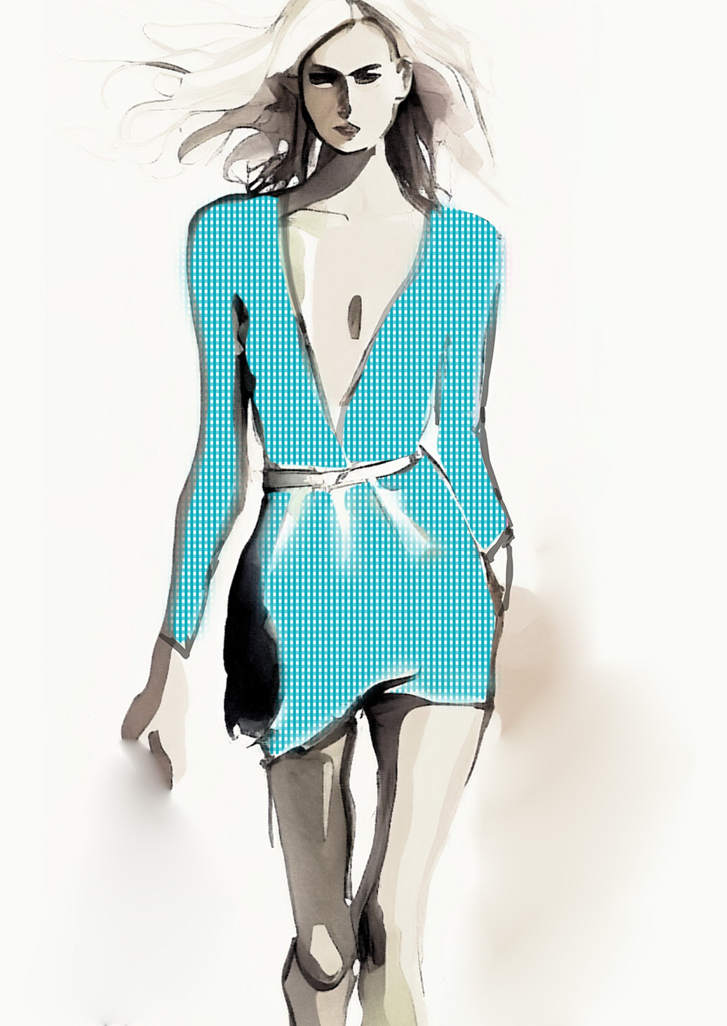 Gingham Check - 5mm - Teal & White