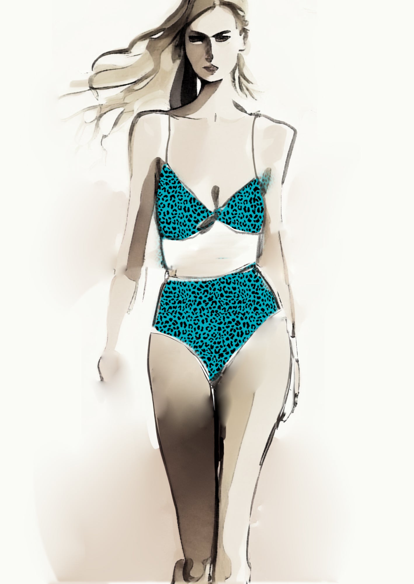 Cheetah Design - 10mm - Teal & Black