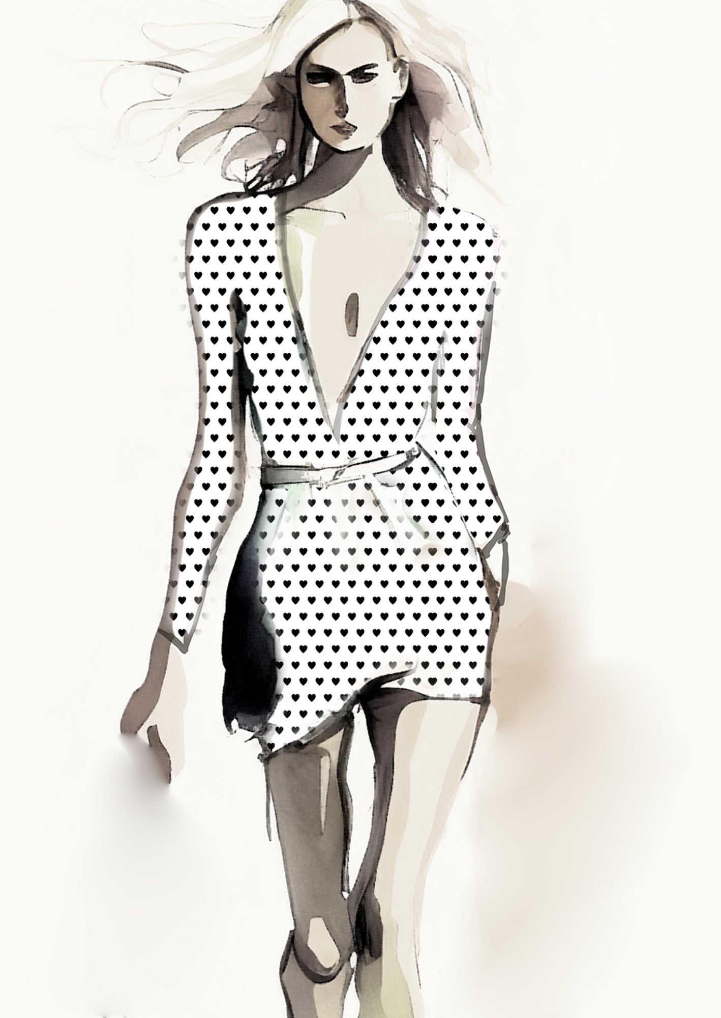 Heart Design 1cm - White & Black