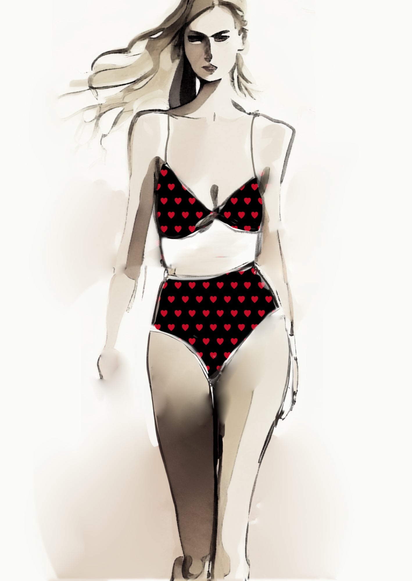 Heart Design - 2cm - Black & Ruby