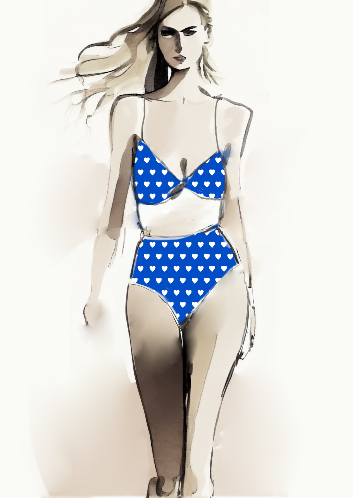 Heart Design - 2cm - Cobalt & White