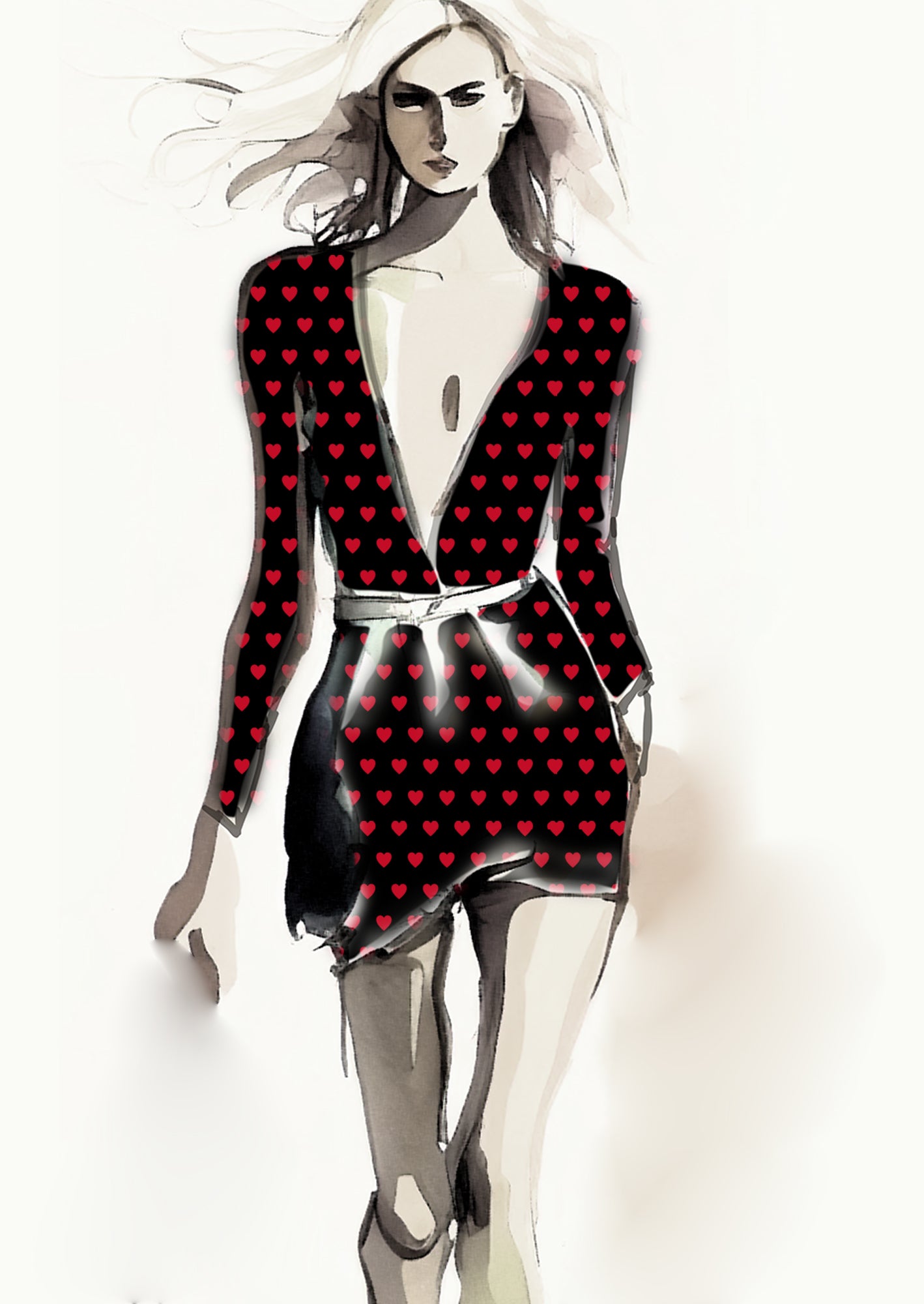 Heart Design - 2cm - Black & Ruby
