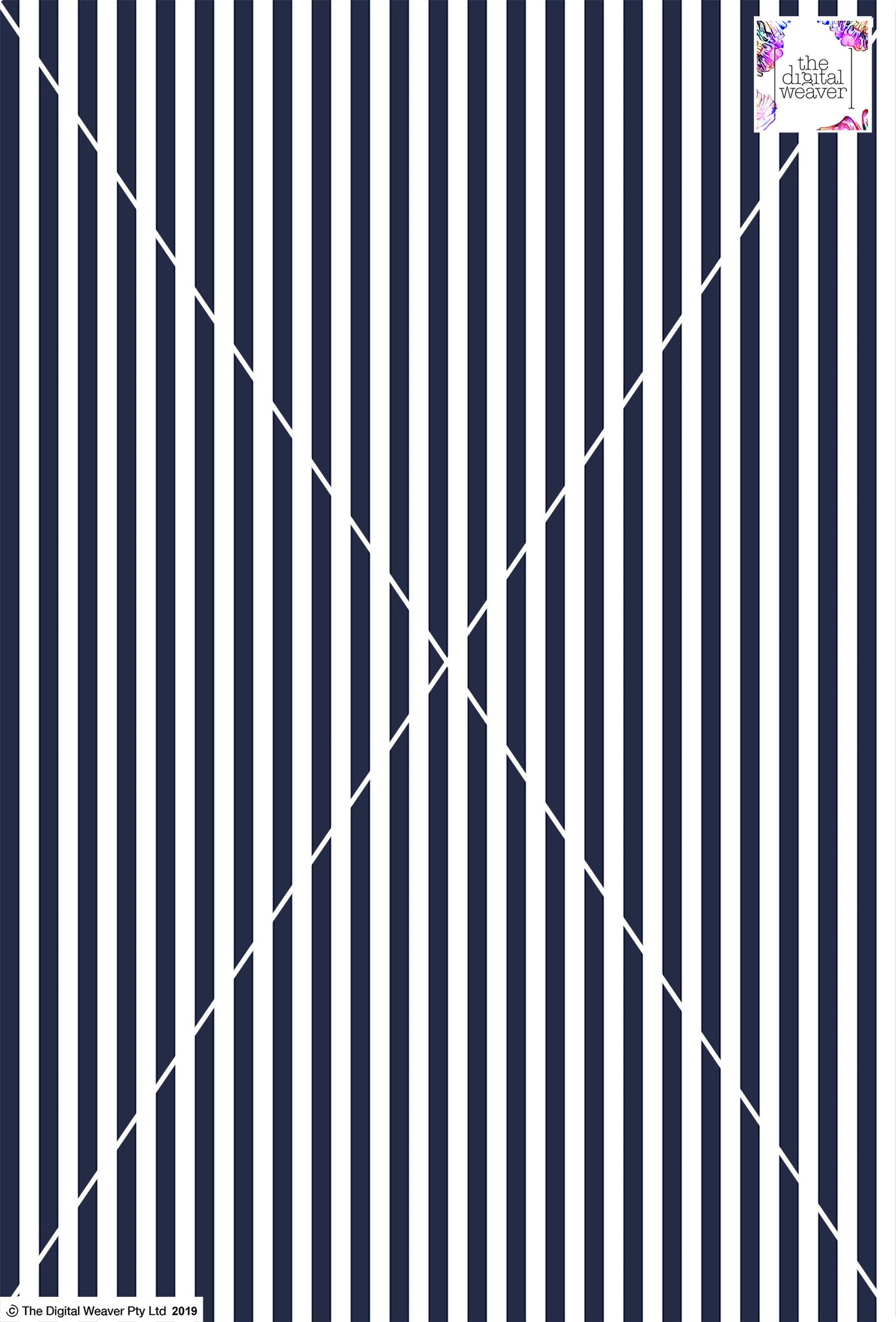 Stripe Vertical - 10mm - Navy Blue & White