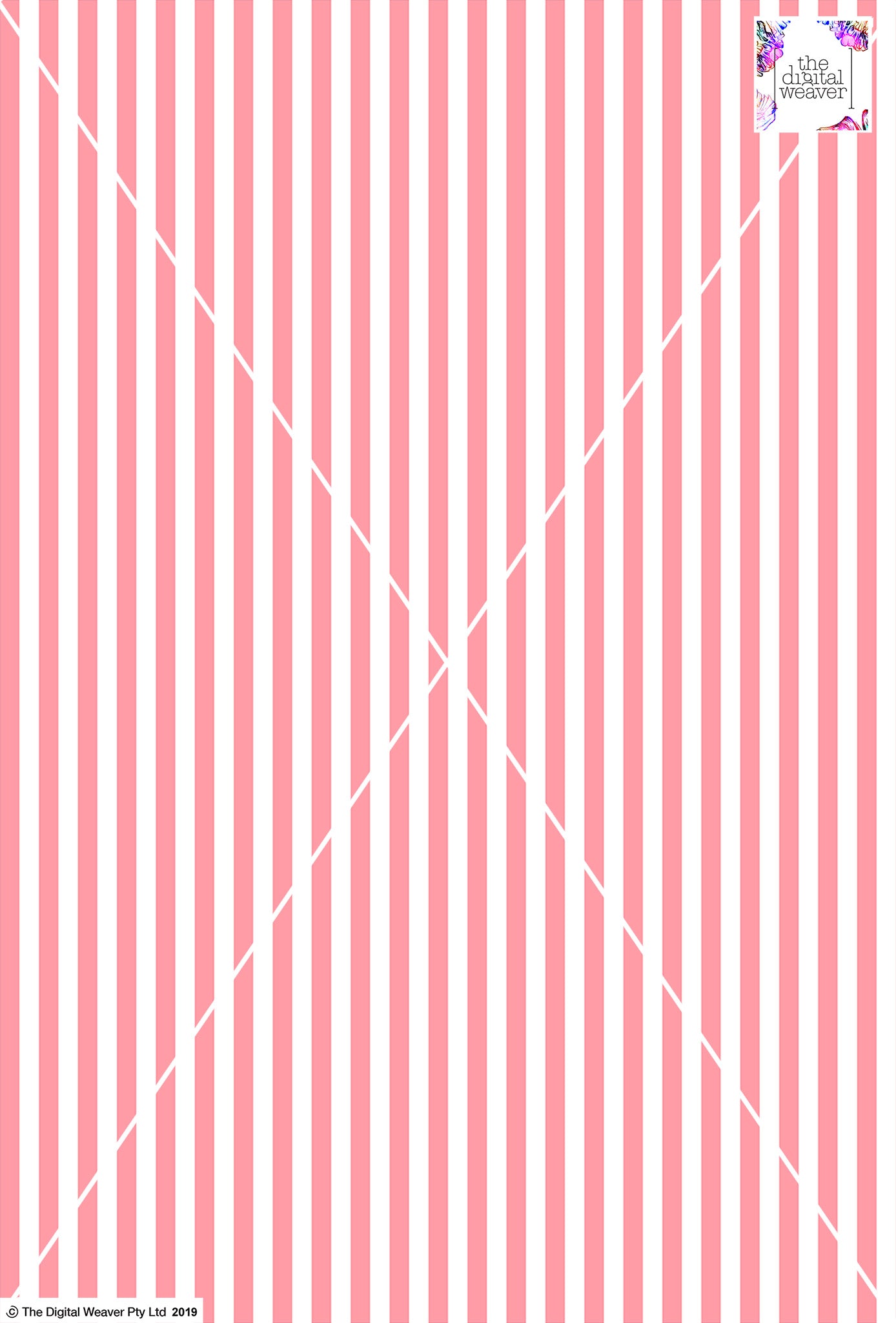Stripe Vertical - 10mm - Rose & White
