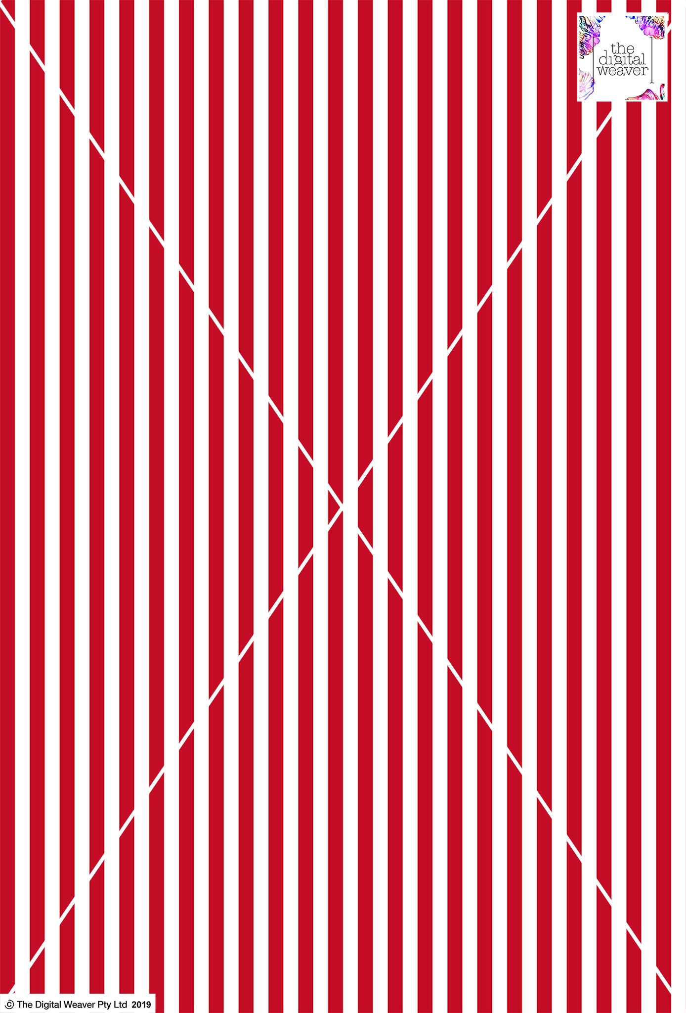 Stripe Vertical - 10mm - Ruby & White