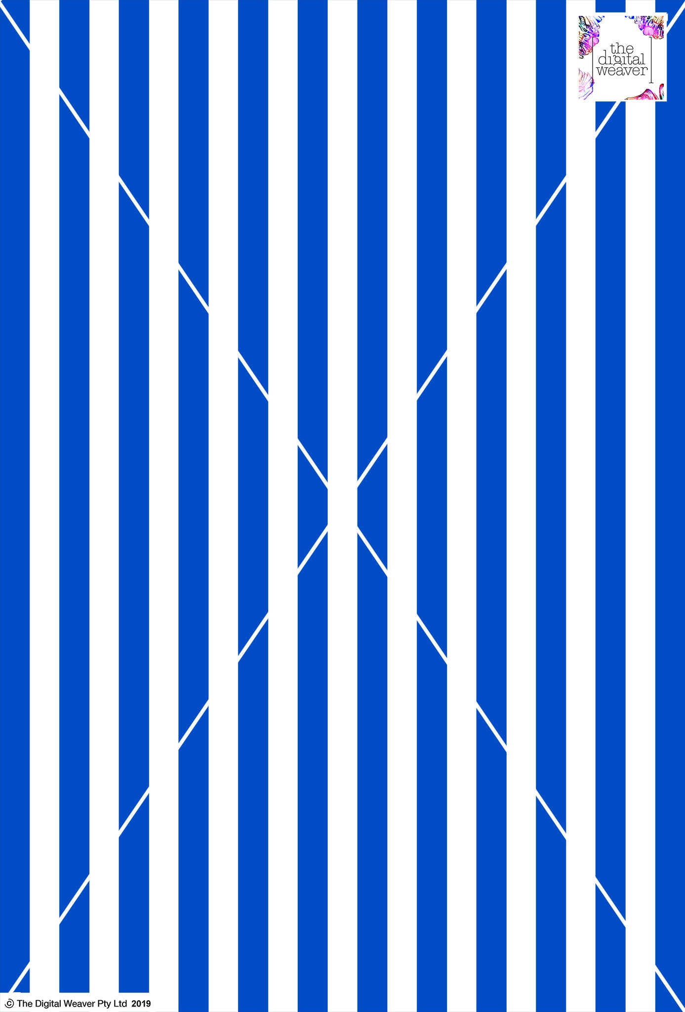 Stripe Vertical - 20mm - Cobalt & White
