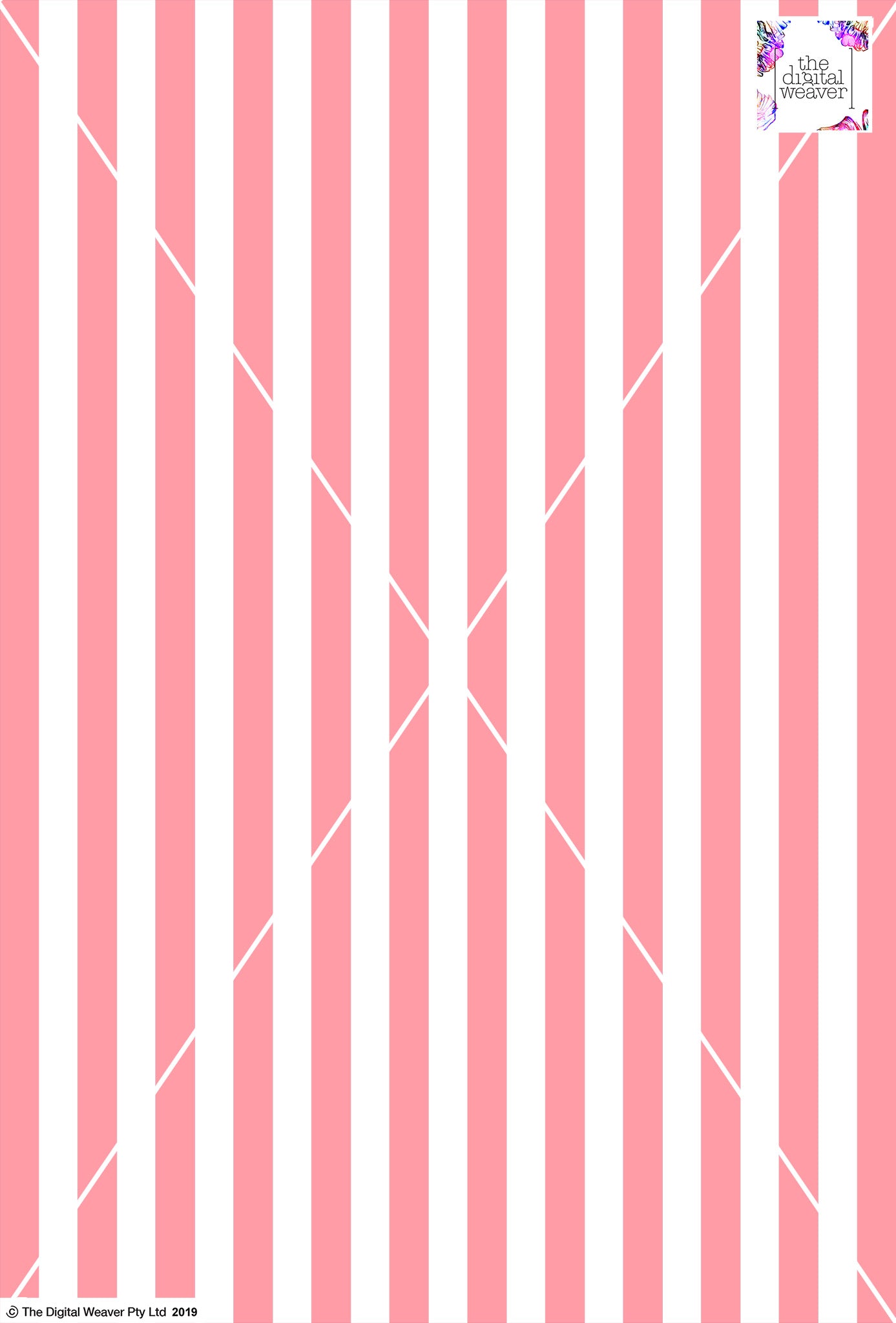 Stripe Vertical - 20mm - Rose & White