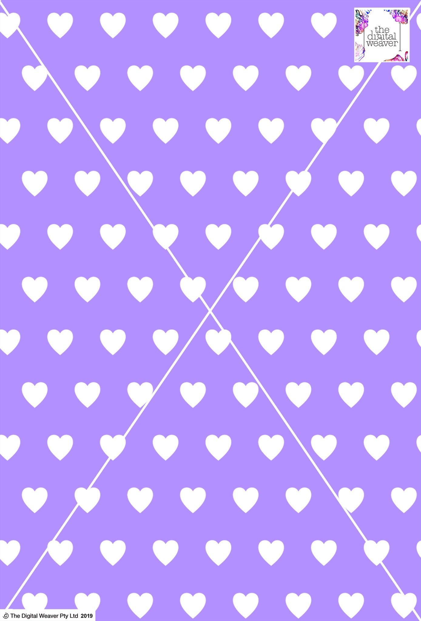 Heart Design - 3cm - Lilac & White