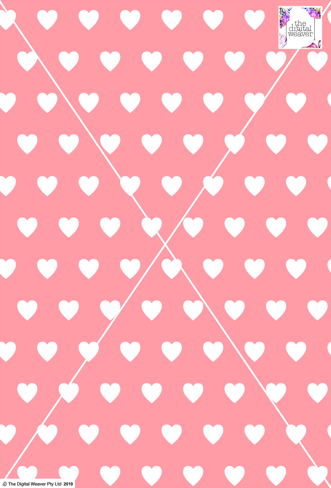 Heart Design - 3cm - Rose & White