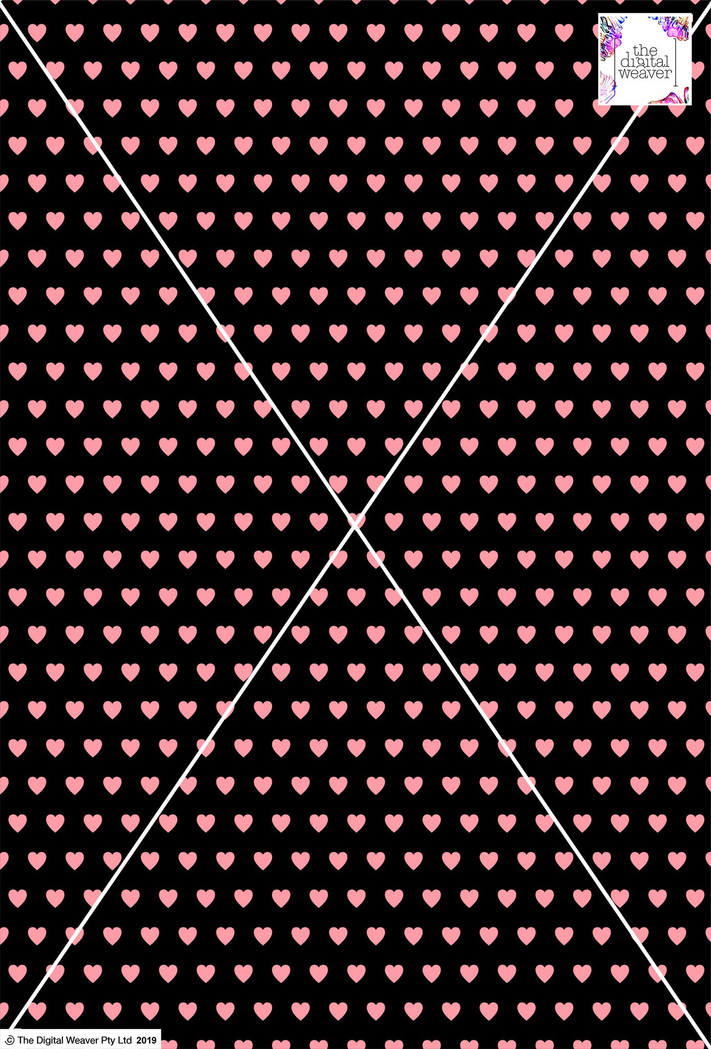 Heart Design - 1cm - Black & Rose