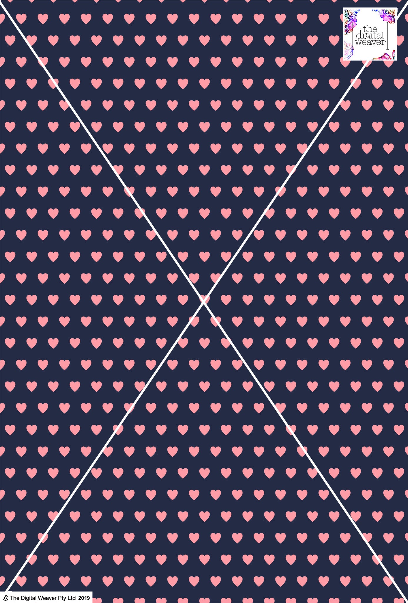 Heart Design - 1cm - Navy & Rose