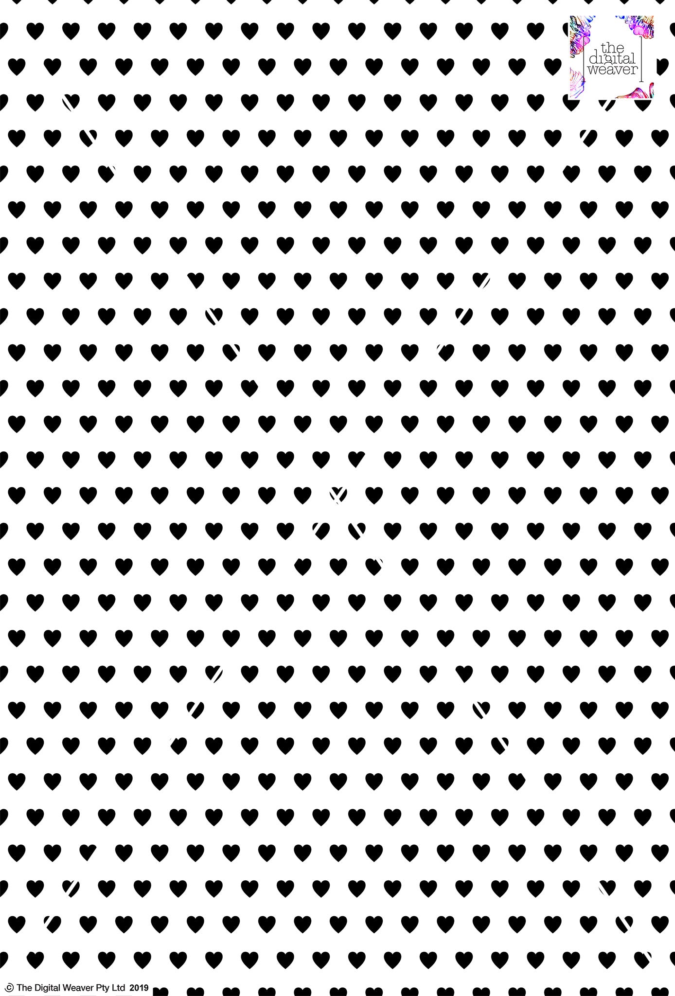 Heart Design 1cm - White & Black