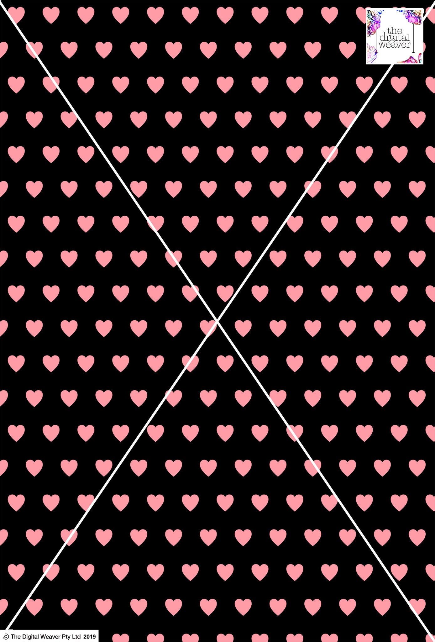 Heart Design - 2cm - Black & Rose