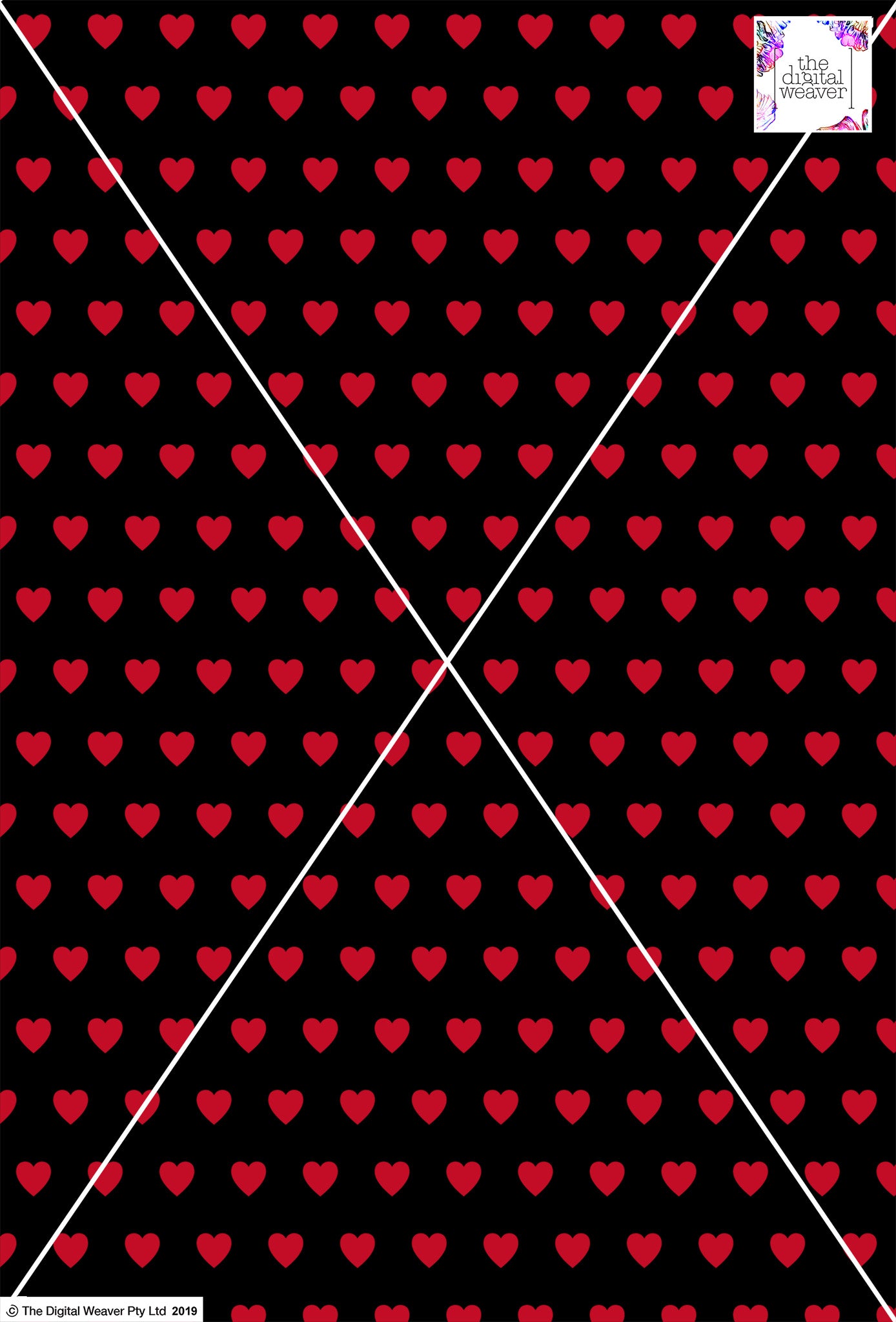 Heart Design - 2cm - Black & Ruby