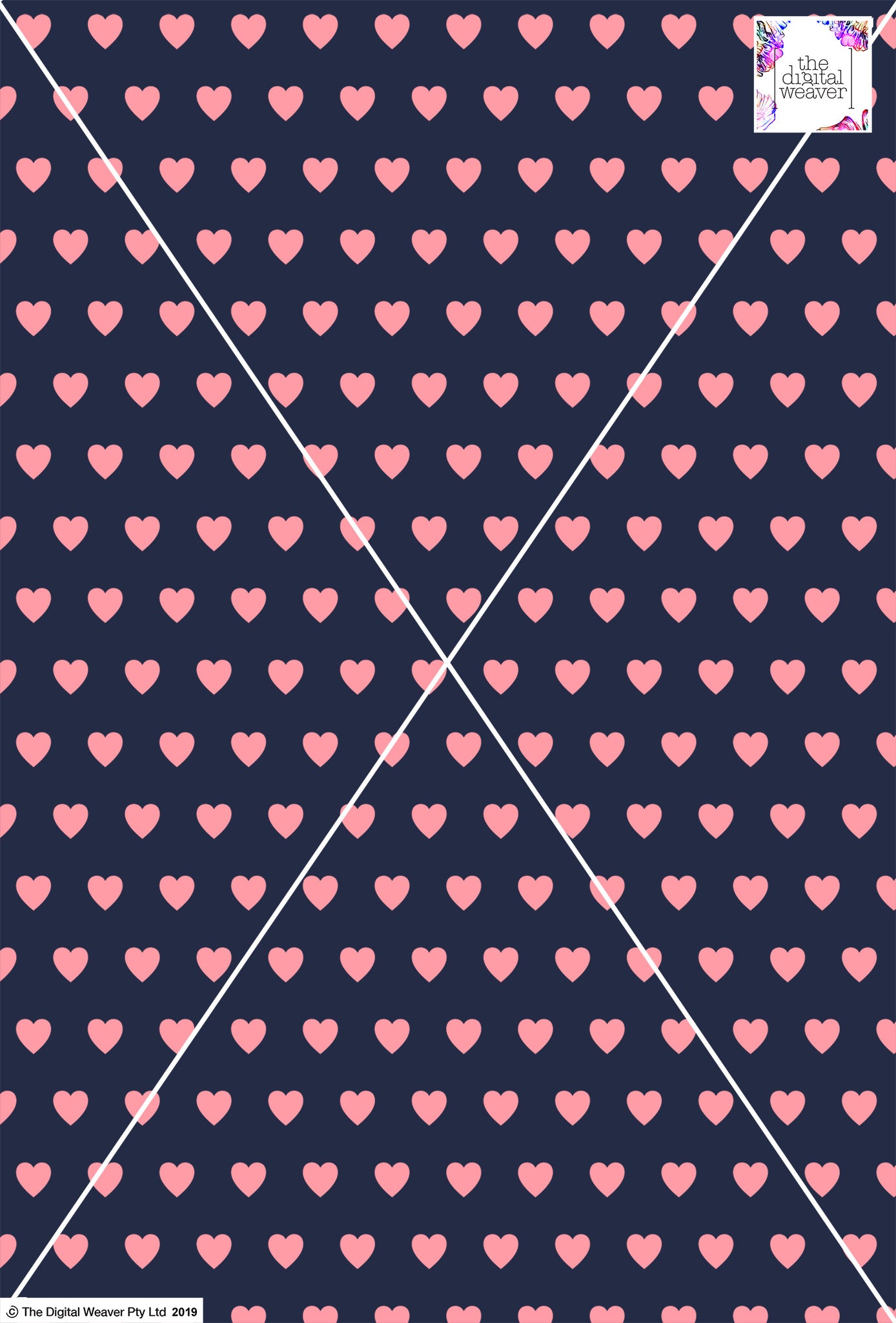 Heart Design - 2cm - Navy & Rose