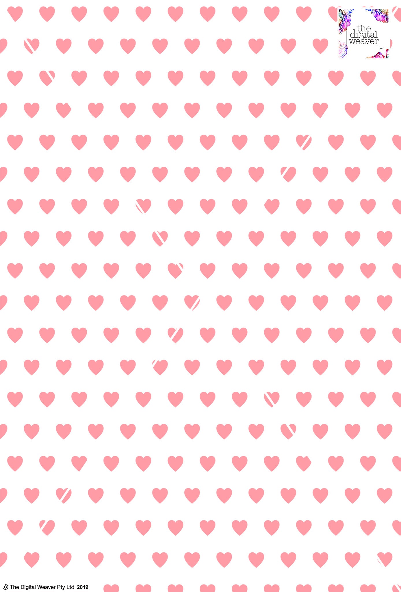 Heart Design 2cm - White & Rose
