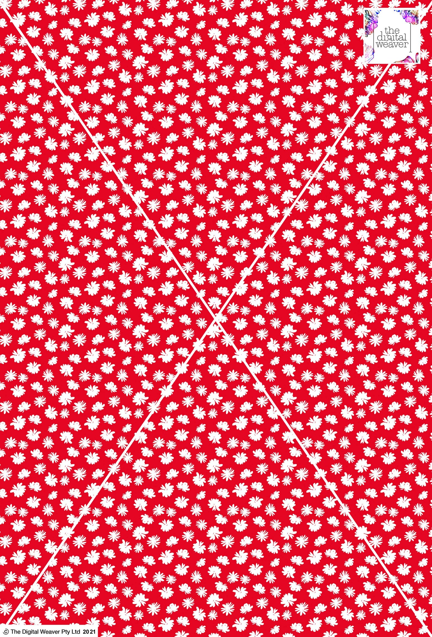 Ditsy Floral - 10mm - Red & White