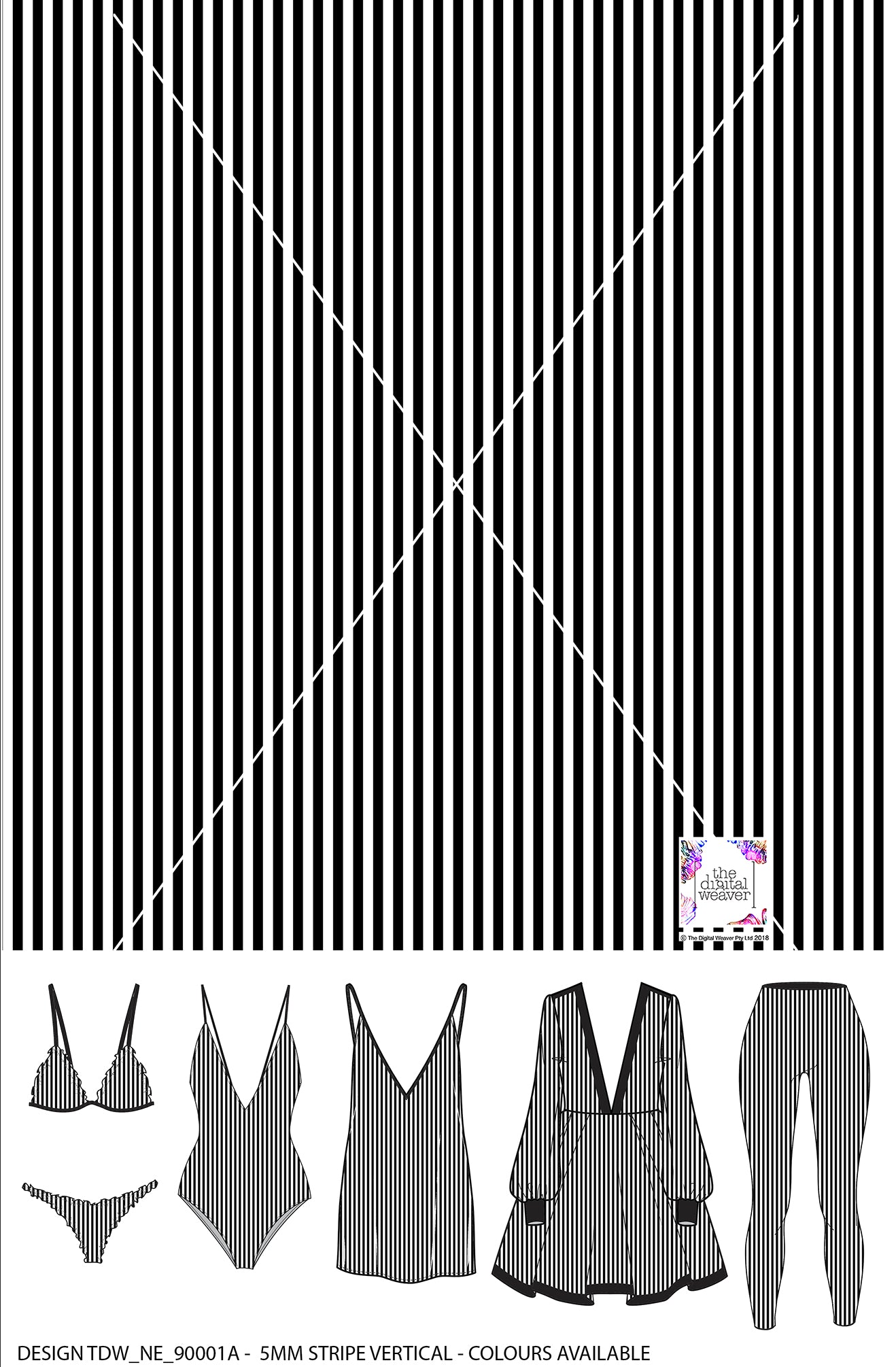 Stripe Vertical - 5mm - Black & White