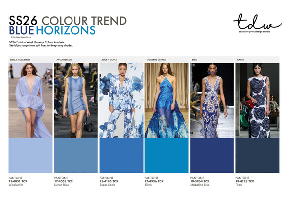 SS26 COLOUR TREND Blue Horizons A3 Trend Board Digital File