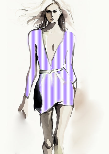 Stripe Vertical - 5mm - Lilac & White