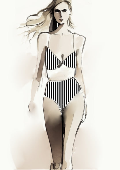 Stripe Vertical - 10mm - Black & White