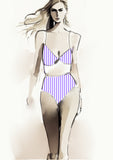 Stripe Vertical - 10mm - Lilac & White