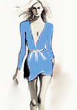 Stripe Vertical - 10mm - Cobalt & White
