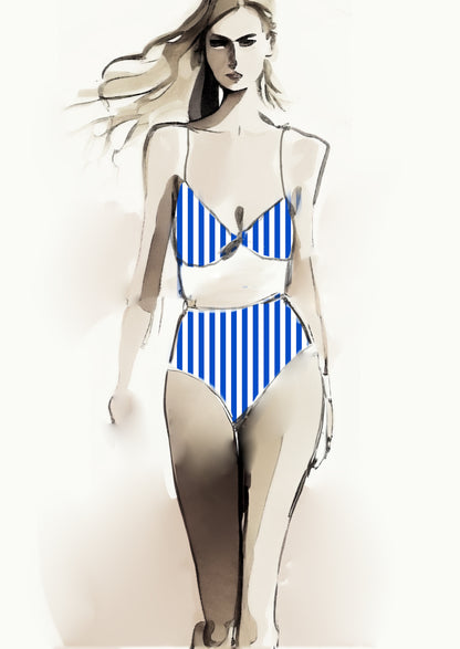 Stripe Vertical - 20mm - Cobalt & White