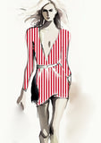 Stripe Vertical - 20mm - Ruby & White