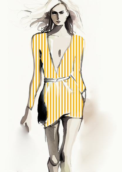 Stripe Vertical - 20mm - Sun Yellow & White