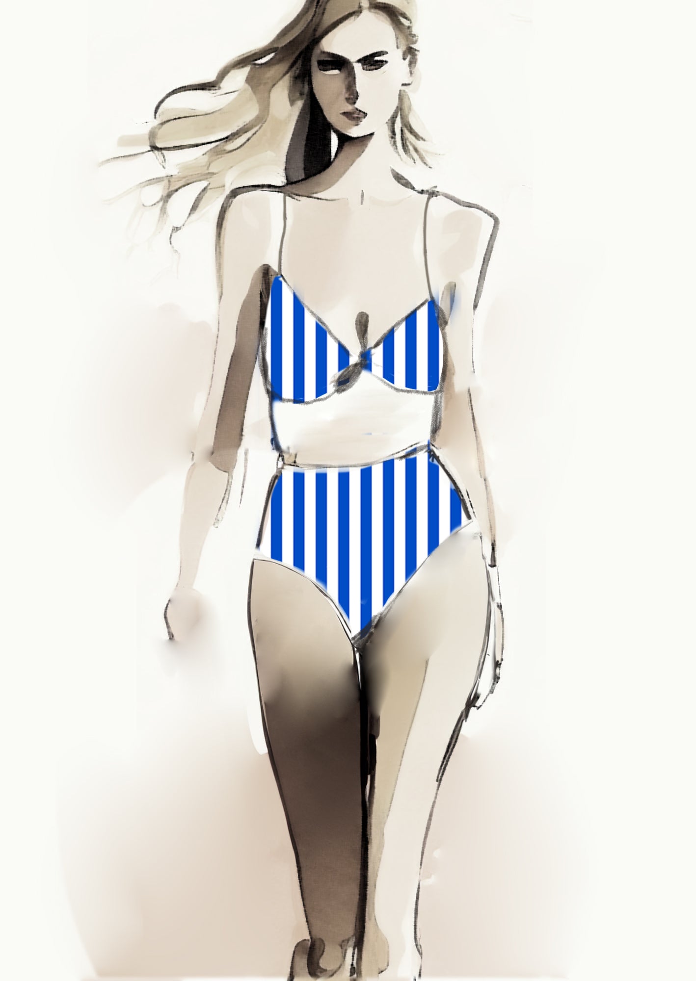 Stripe Vertical - 30mm - Cobalt & White