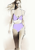 Stripe Vertical - 30mm - Lilac & White