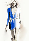 Stripe Vertical - 30mm - Cobalt & White