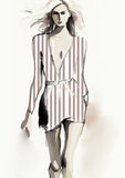 Stripe Vertical - 30mm - Latte & White