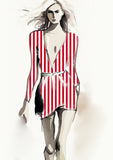 Stripe Vertical - 30mm - Ruby & White