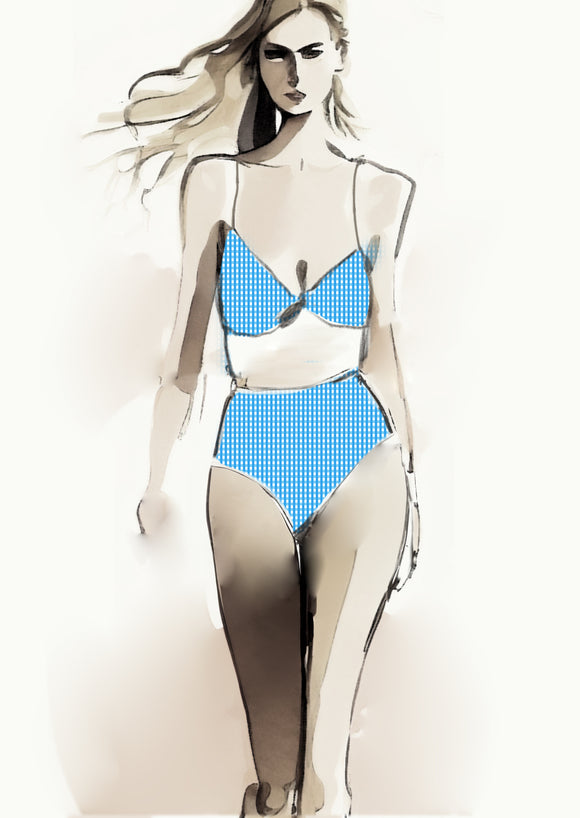 Gingham Check  - 5mm -  Baby Blue & White