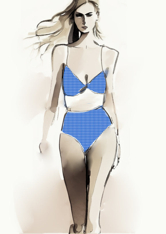 Gingham Check  - 5mm - Cobalt & White