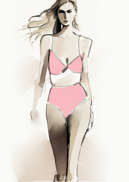 Gingham Check  - 5mm - Rose & White