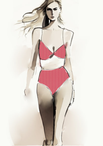 Gingham Check  - 5mm - Ruby & White