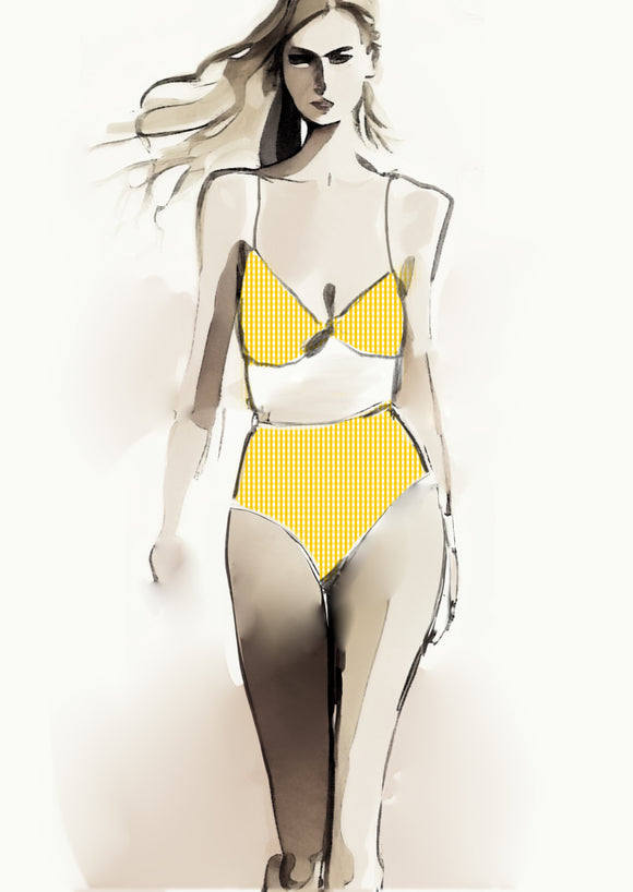 Gingham Check  - 5mm - Sun & White