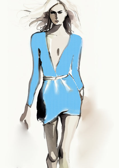 Gingham Check  - 5mm -  Baby Blue & White