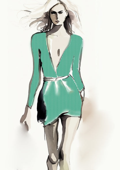 Gingham Check  - 5mm -  Fern & White