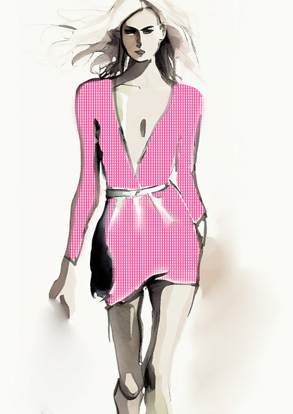 Gingham Check  - 5mm -  Hot Pink & White