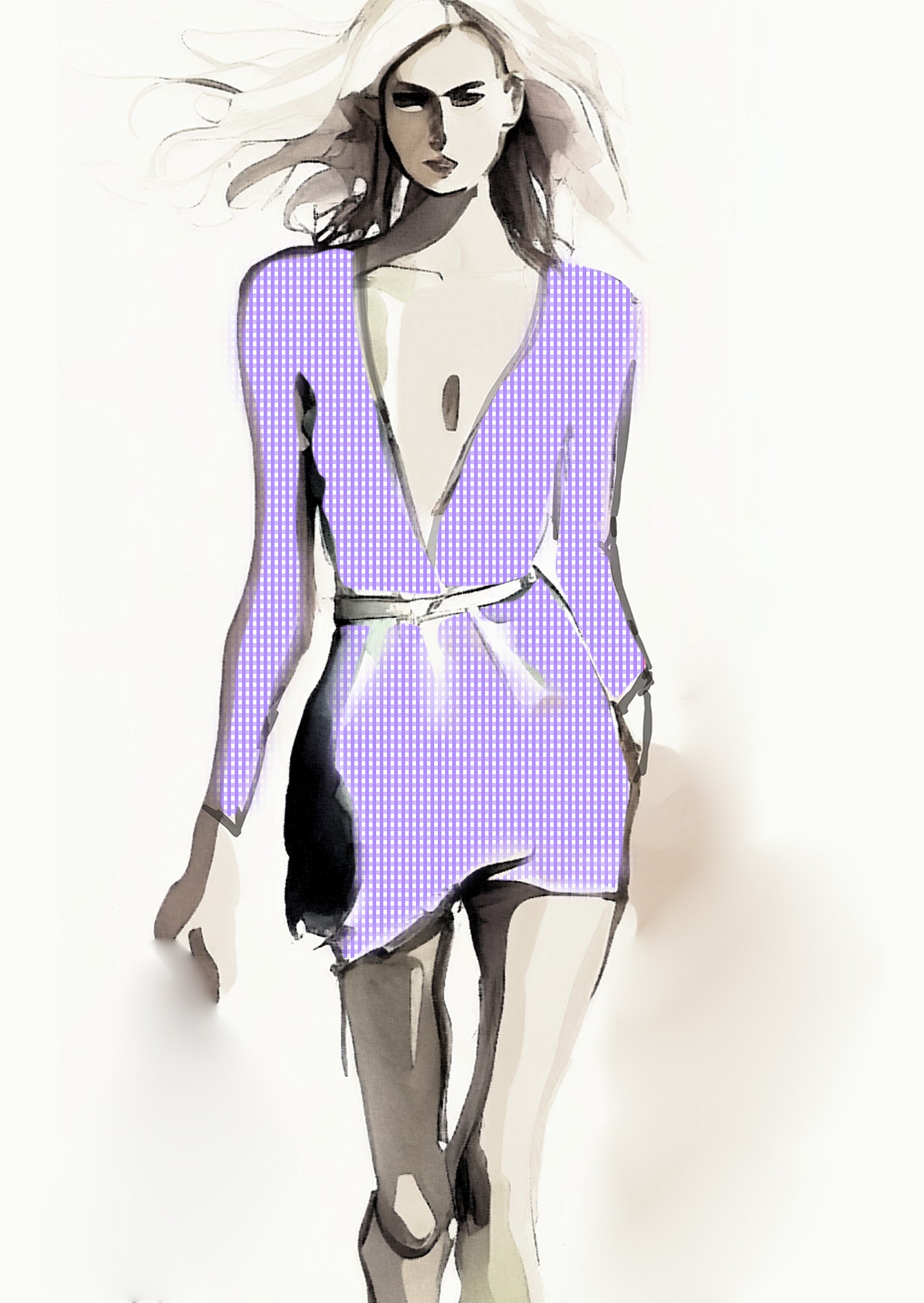 Gingham Check  - 5mm -  Lilac & White