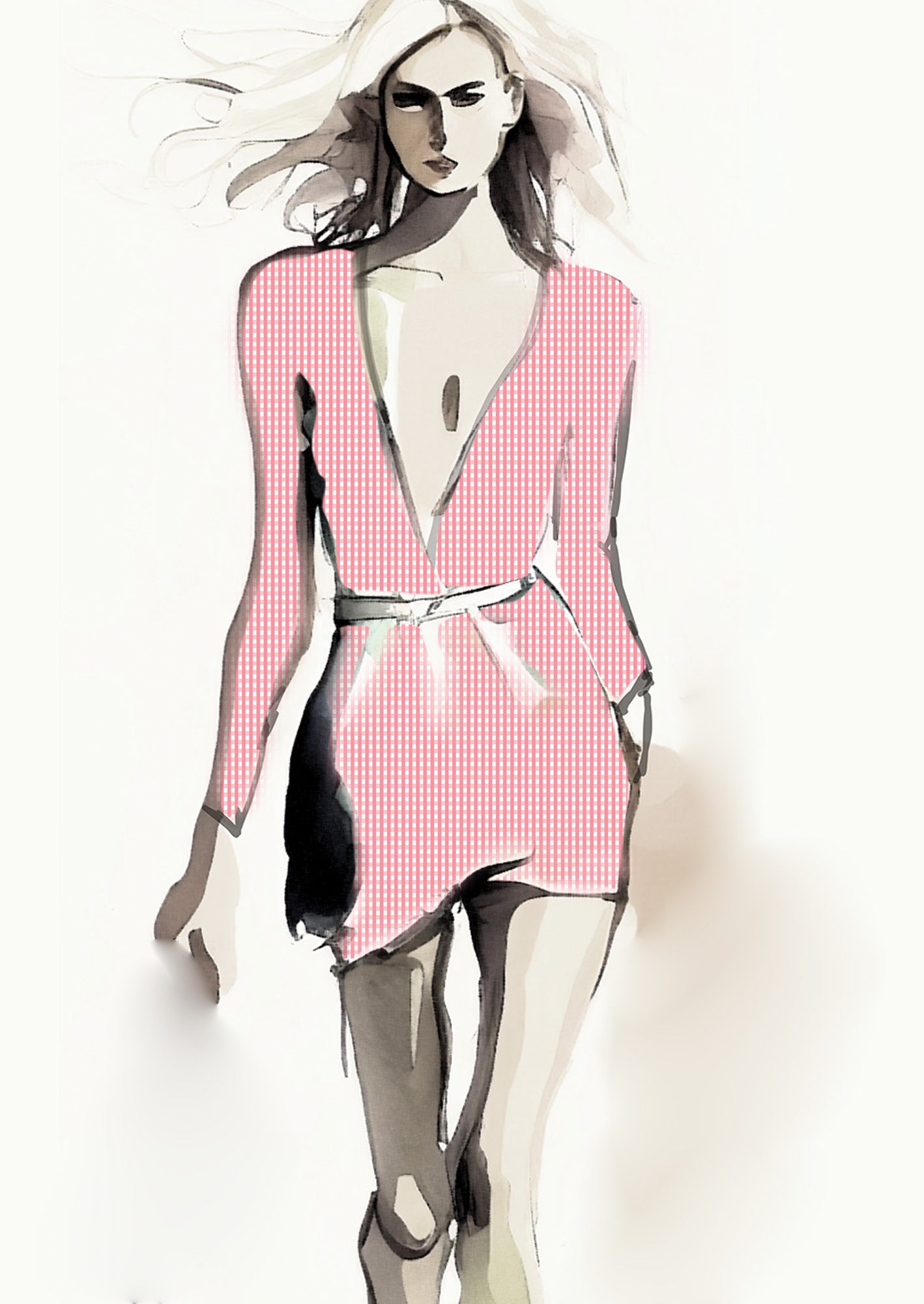 Gingham Check  - 5mm - Rose & White