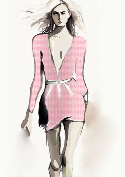 Gingham Check  - 5mm - Rose & White